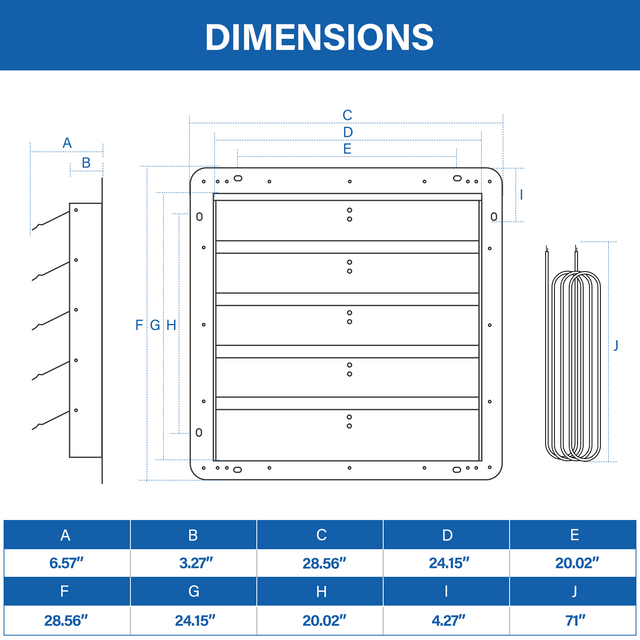 iPower 24 Inch Shutter Exhaust Fan Aluminum High Speed 1400RPM, 2750 CFM, 1-Pack, Silver