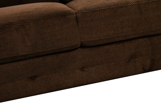 113"X113" Modern Upholstered Living Room Sectional Sofa Furniture Set,L Shape Couch with 3 Pillows for Home Office, Chocolate