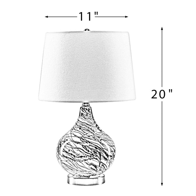 Pelion 20" Modern LED Bedside Table Lamp with Linen Shade and Glass Base