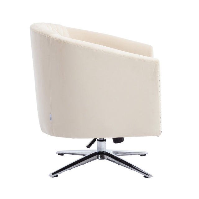 COOLMORE  Swivel  Barrel chair living room chair with nailheads and Metal base