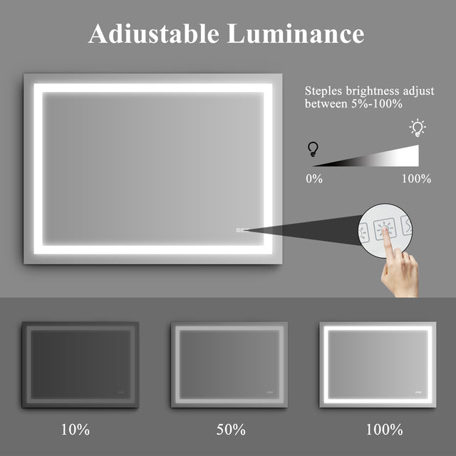LED Bathroom Mirror 48x 36  Inch with lights, anti-Fog & Dimming Led Bathroom Vanity Mirror