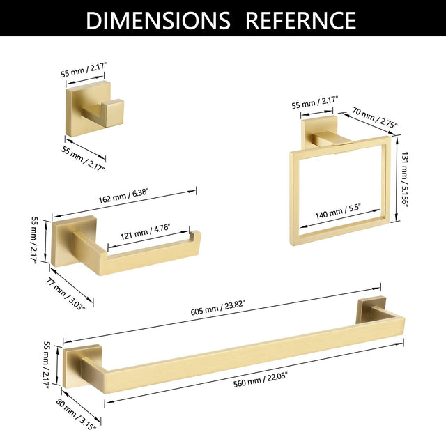5 Pieces Bathroom Hardware Accessories Set Towel Bar Set Wall Mounted,Stainless Steel
