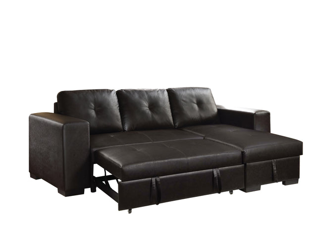 ACME Lloyd Sectional Sofa w/Sleeper in Black PU 53345