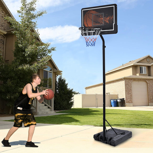 Portable Basketball Hoop & Goal, Outdoor Basketball System with 8.5-10ft Height Adjustment in 35'' Backboard for Youth