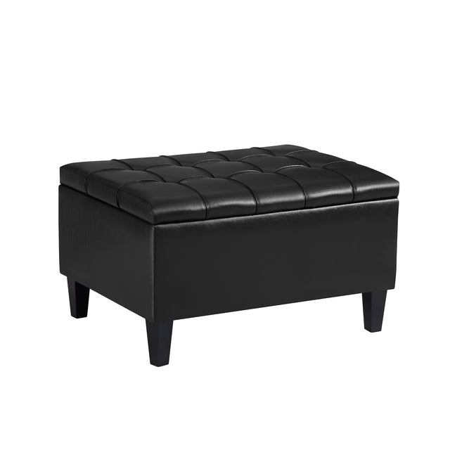 Faux Leather Upholstery Storage  Ottoman Black