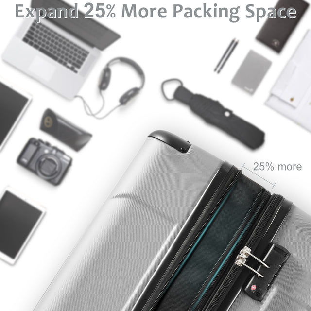 Hardshell Luggage Sets 3 Pcs Spinner Suitcase with TSA Lock Lightweight 20''24''28''