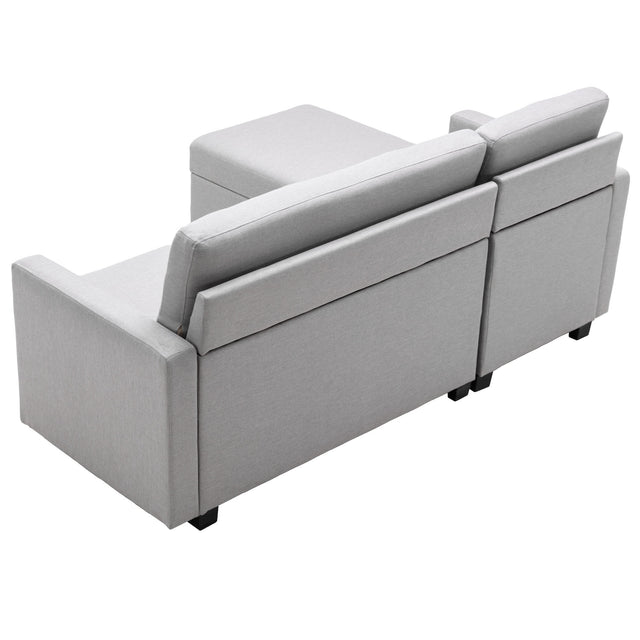 78.3" Convertible Sleeper Sofa Bed,Linen Pull Out Couch with Storage Chaise,Sleeper Counch with Memory Foam Mattress for  Small Space Living Room Bedroom Office,Light Gray