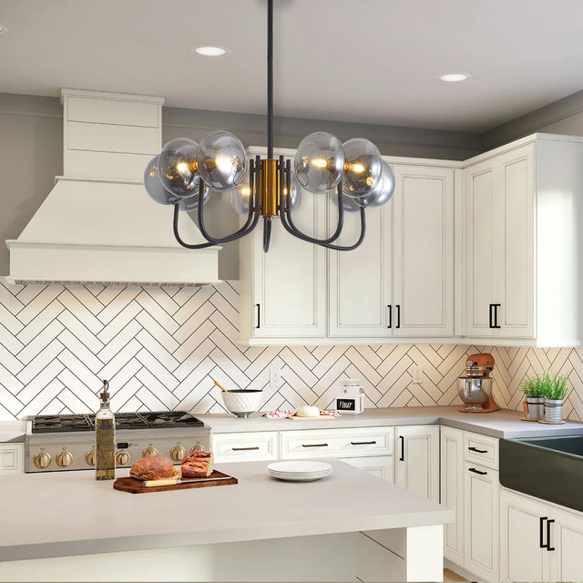 Modern American chandelier-black gold iron glass lampshade -10 bulbs -G9 lamp holder