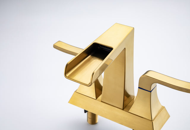 2-Handle Lavatory Faucet Brushed Nickel Bathroom Sink Faucet with Metal Pop-up Drain and Faucet Supply Lines