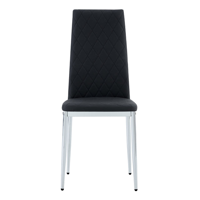 Glass dining table, dining chair set, 4 black dining chairs and 1 dining table Table size 47 "W x 29" D x 30 "H