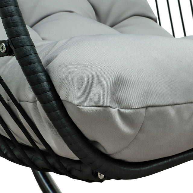 Patio Rattan Four Corners Single Hanging Egg Chair patio outdoor