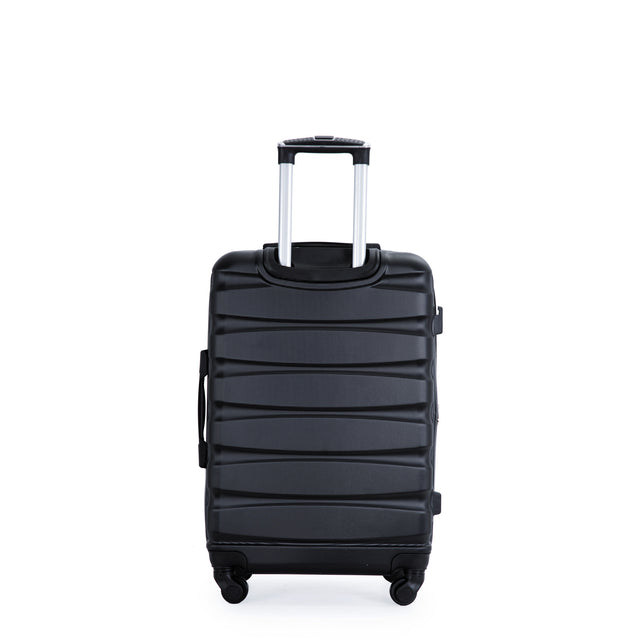 Expandable 3 Piece Luggage Sets ABS Lightweight Suitcase with Two Hooks, Spinner Wheels, TSA Lock, (20/24/28) Black