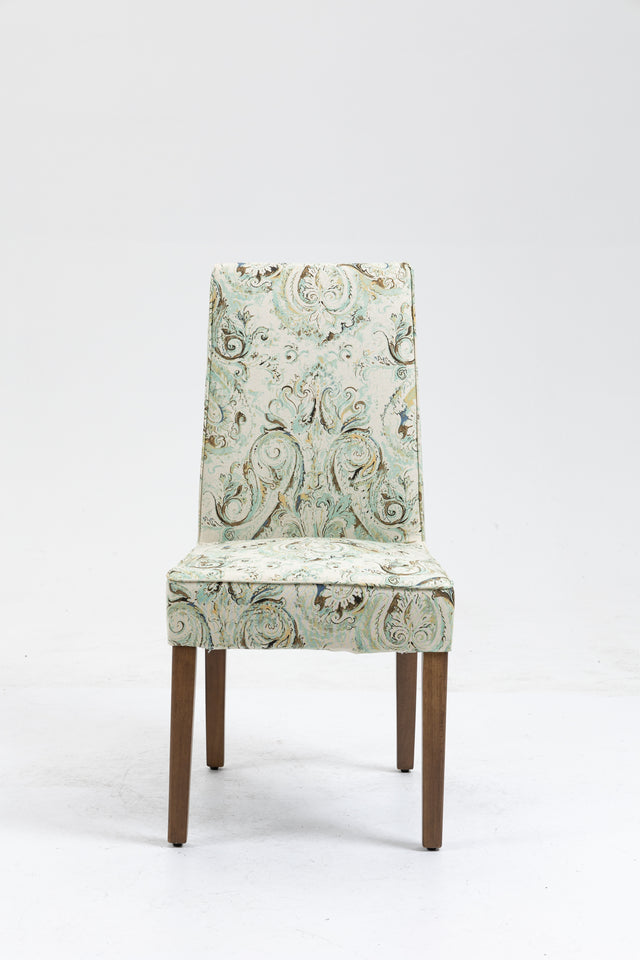 Cover Removable Interchangeable and Washable Multi-color Blue Floral Fabric Upholstered Parsons Chair with Solid Wood Legs 2 PCS