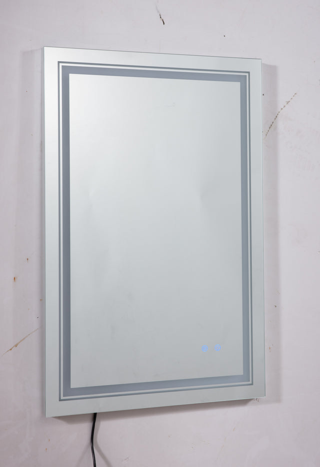 32*24 LED Lighted Bathroom Wall Mounted Mirror with High Lumen+Anti-Fog Separately Control+Dimmer Function