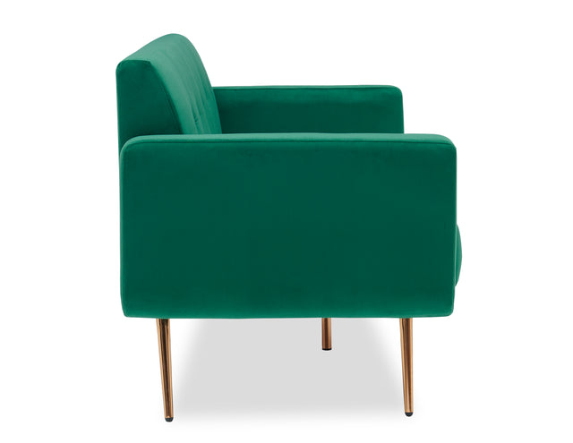 Modern green velvet sand living room sofa with midfoot and two throw pillows