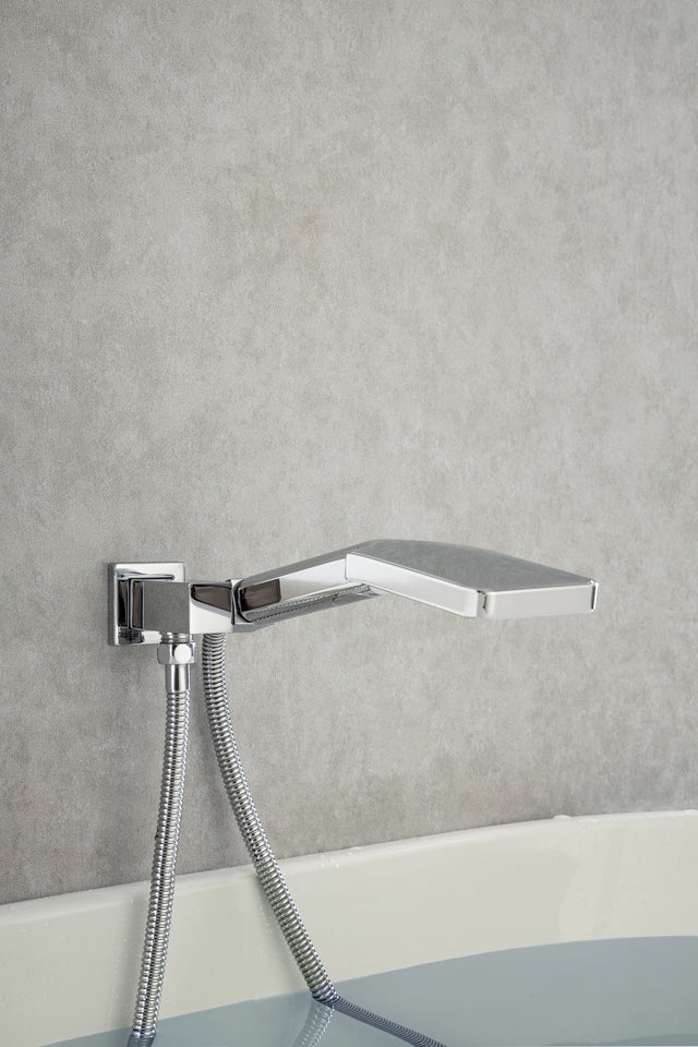 Waterfall Tub Faucet Wall Mount Roman Tub Filler Chrome Single Handle Brass Bathroom Bathtub Faucet with Hand Shower