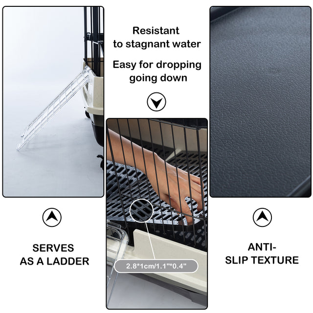 4-Tier 32"Small Animal Metal Cage Height Adjustable with Lockable Casters  Grilles Pull-out Tray for Rabbit Chinchilla Ferret Bunny Guinea Pig Squirrel Hedgehog(BLACK)(=OLD SKU:W69133214)