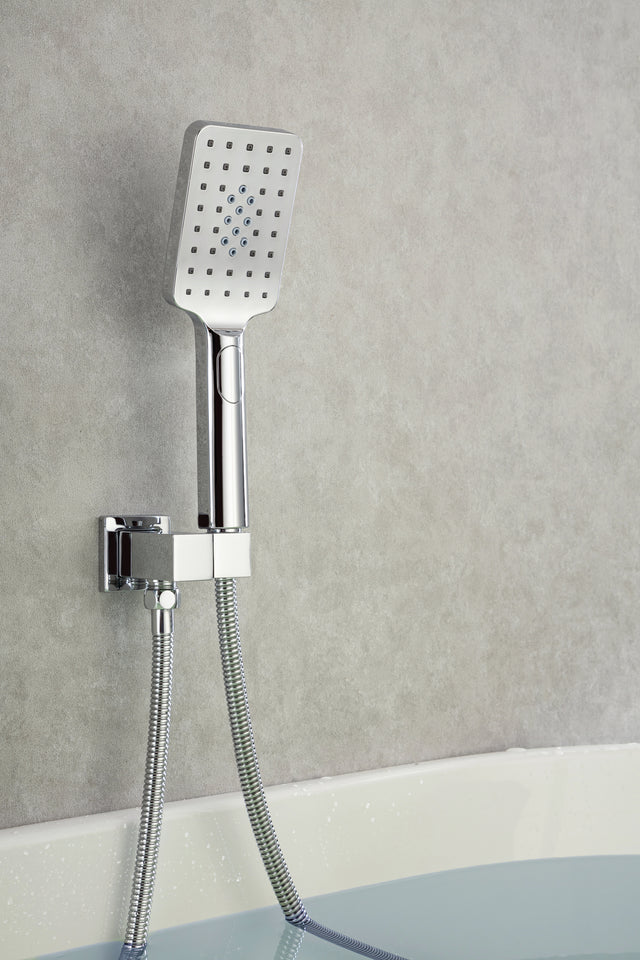 Waterfall Tub Faucet Wall Mount Roman Tub Filler Chrome Single Handle Brass Bathroom Bathtub Faucet with Hand Shower