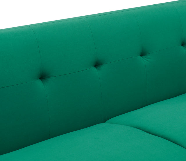 Modern green velvet sand living room sofa with midfoot and two throw pillows