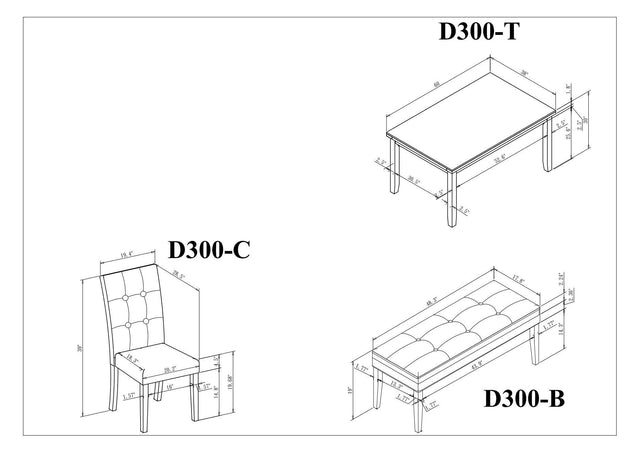 6-piece Faux Marble Dining Table Set  with one Faux Marble Dining Table ,4 Chairs and 1 Bench, Table: 66”x38”x 30”,Chair: 20.2”x28.5”x39”, Black