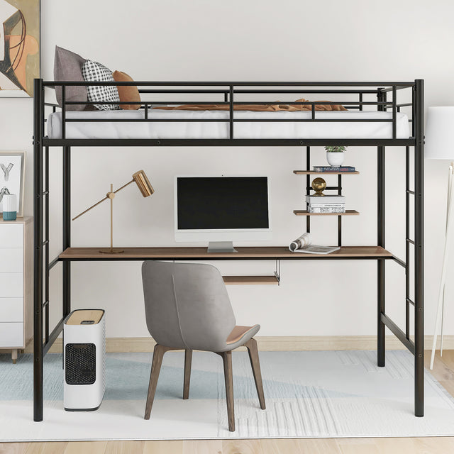 Loft Bed with Desk and Shelf , Space Saving Design,Twin（OLD SKU:MF193081AAB）
