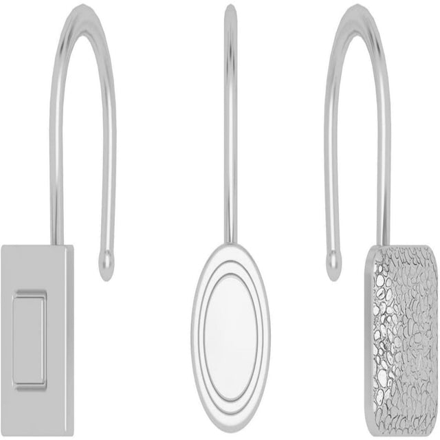 Silver Shower Curtain Hook, Zinc Alloy Hook, Round, Set of 12