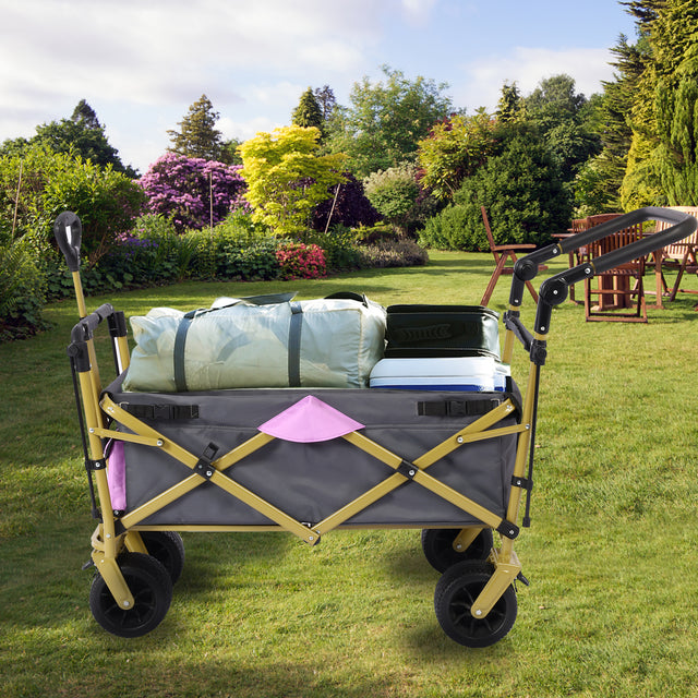 Push & Pull Utility Folding Wagon with Removable Canopy