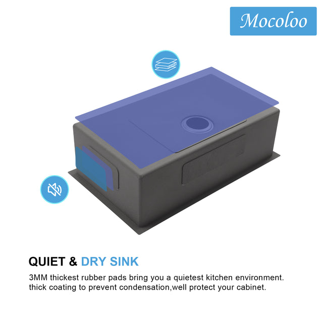 Undermount Kitchen Sink - 32"x19" Stainless Steel 16 Gauge Deep Single Bowl Sinks