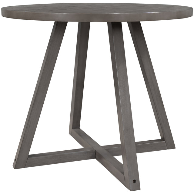 TOPMAX Mid-Century Wood Round Dining Table with X-shape Legs for Small Places, Gray