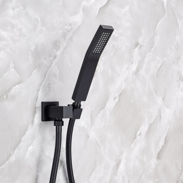 Rainfall 10 inch Shower System Bathroom Luxury Rain Mixer Silver Shower Combo Set Wall Mounted Shower Head Systems with High Pressure Head Hand Held Square Shower Head Polished Chrome Rough-in Valve