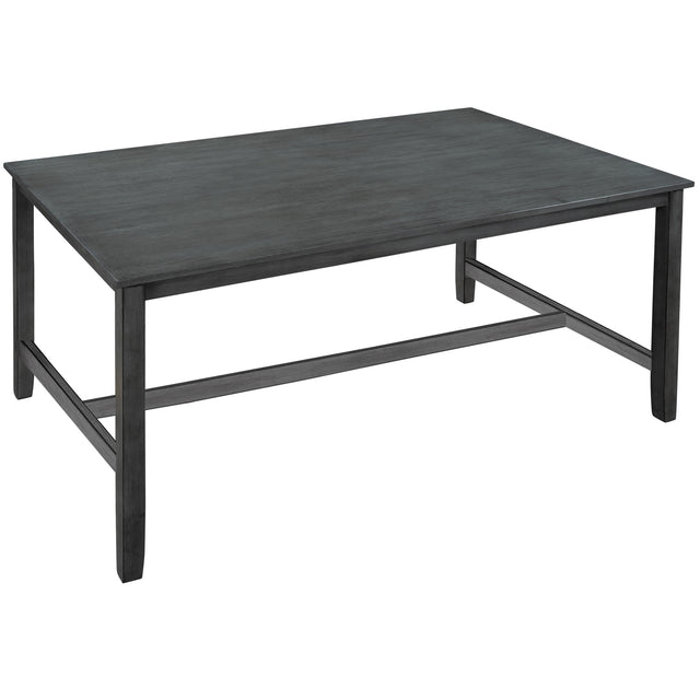 TOPMAX 6 Piece Wooden Dining Table set, Kitchen Table set with 4 Chairs and Bench, Farmhouse Rustic Style, Antique Graywash