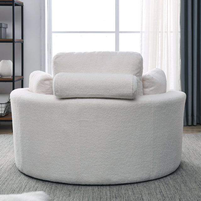 [Video] Welike Swivel Accent Barrel Modern Sofa Lounge Club Big Round Chair with Storage Ottoman Linen Fabric for Living Room Hotel with Pillows