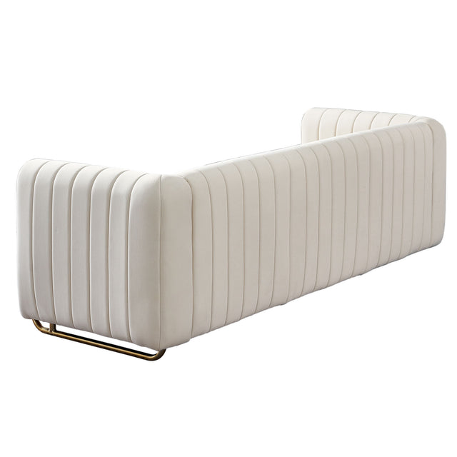 Modern velvet sofa beige color
