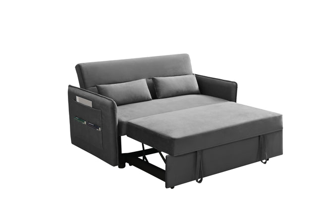 MEGA Pull Out Sofa Bed, Modern Adjustable Pull Out Bed Lounge Chair with 2 Side Pockets, 2 Pillows for Home Office