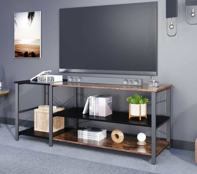 Black linen + retro double color matching TV cabinet