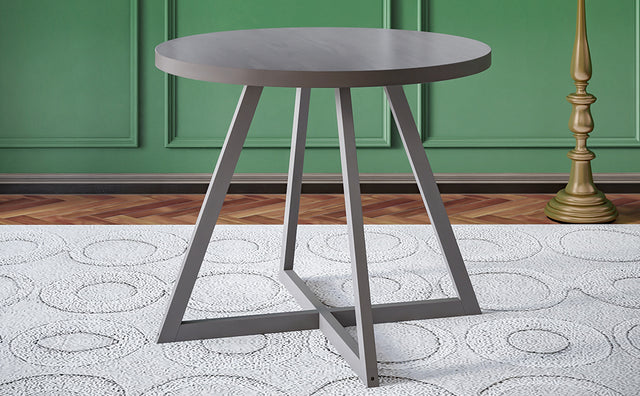 TOPMAX Mid-Century Wood Round Dining Table with X-shape Legs for Small Places, Gray