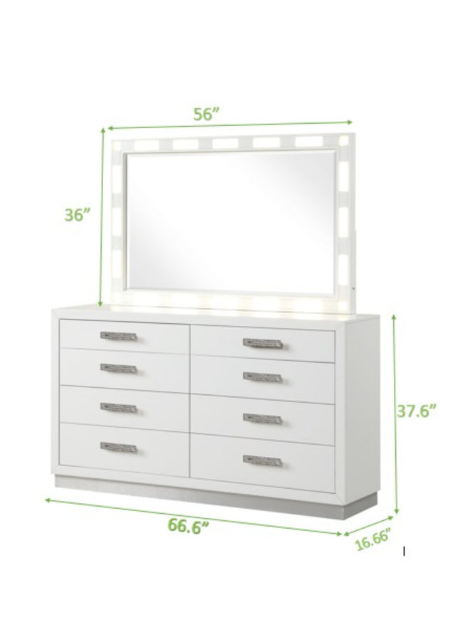 Coco 8 Drawer Dresser Made with Wood in Milky White