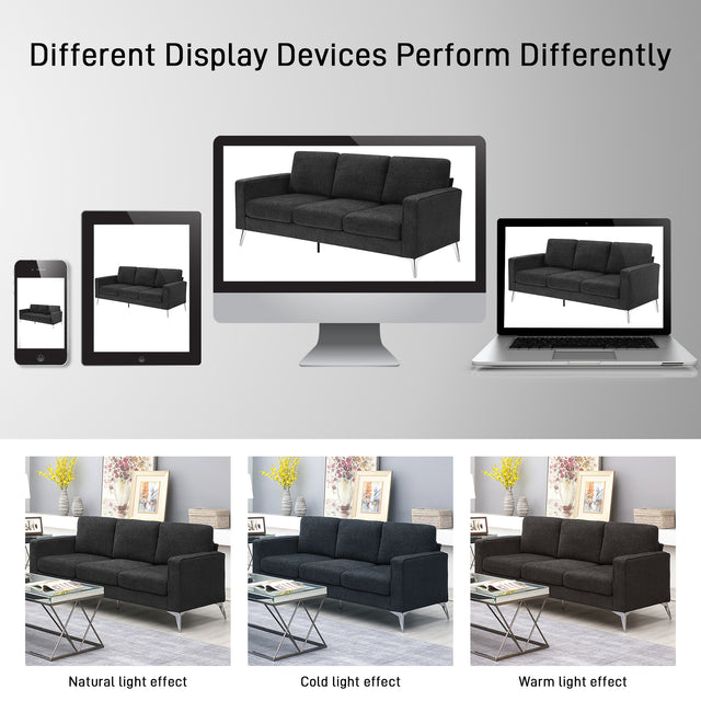 [VIDEO provided] [New]Modern 3-Piece Sofa Sets with Sturdy Metal Legs,Linen Upholstered Couches Sets Including 3-Seat Sofa, Loveseat and Single Chair for Living Room Furniture Set (1+2+3 Seat)