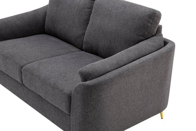 Contemporary 1pc Loveseat Dark Gray with Gold Metal Legs Plywood Pocket Springs and Foam Casual Living Room Furniture
