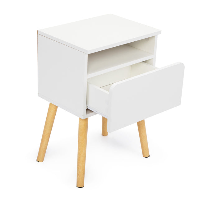 Versatile Nightstand, Bedroom End Table with Drawer, Storage Shelf, Side Table for Home & Office, White