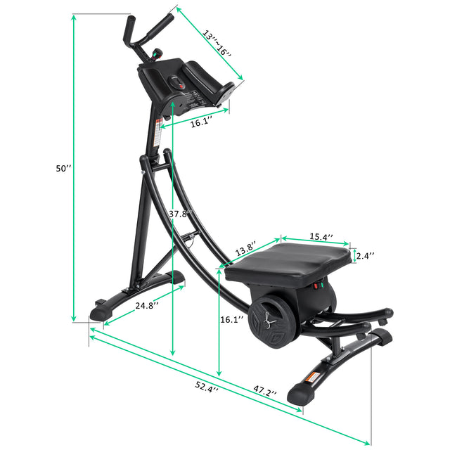 440LBS Deluxe ab machine Folding abdominal crunch coaster Max ab workout equipment for home workouts with Kettlebell style resistance block,black