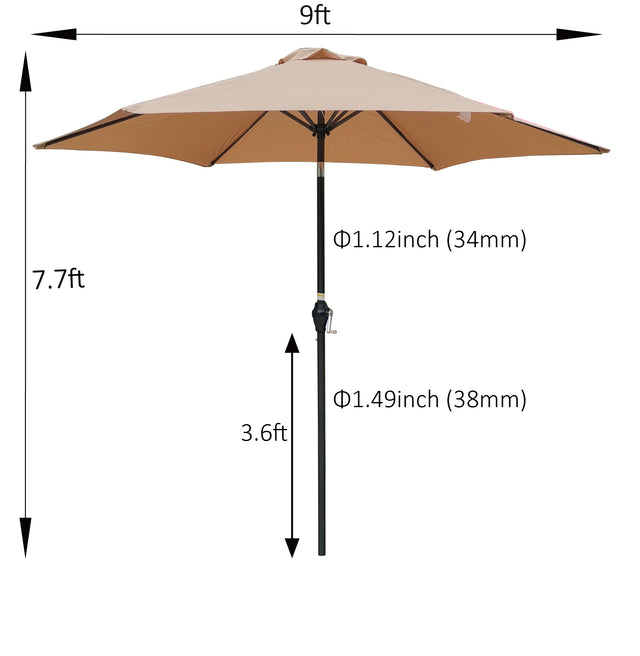 9FT UMBRELLA Brown