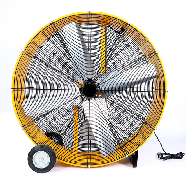 42 Inch Heavy Duty Metal Industrial Drum Fan, 2 Speed Air Circulation for Warehouse, Greenhouse, Workshop, Patio, Factory and Basement - High Velocity , Yellow
