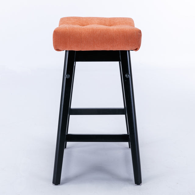 A&A Furniture,Counter Height 25" Stools for Kitchen Counter Backless Faux Leather Stools Farmhouse Island Chairs (25 Inch, Orange,Set of 2),SW1838OG