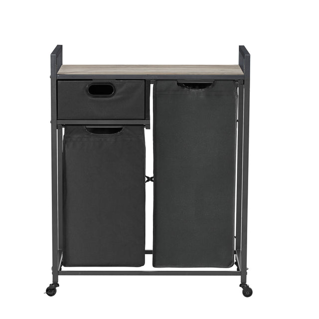 JHX Laundry Basket, Laundry Hamper with Drawer, 2 Laundry Sorter, with 2 Bags, 1 Storage Rack, (Grey,28.15’’L*13’’W*35.8’’H)