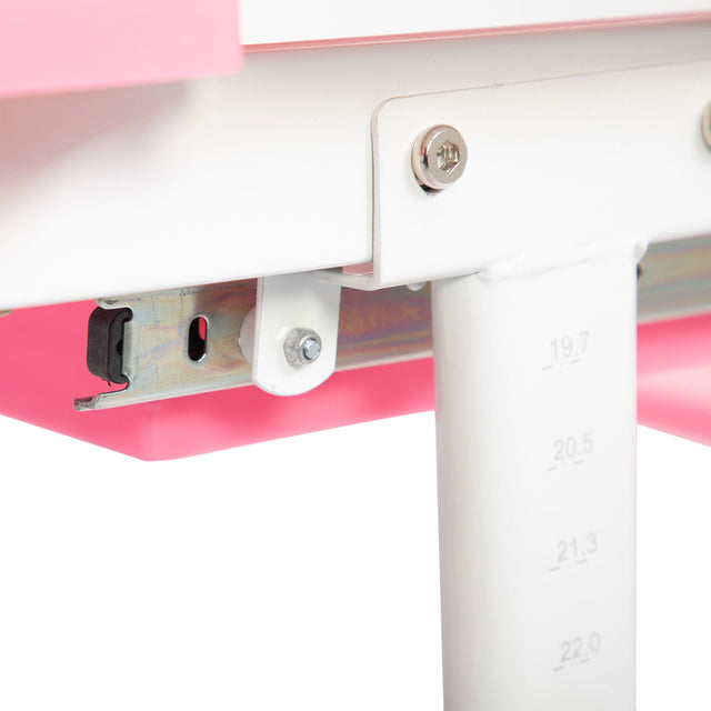 Height Adjusting Kid’s Desk and Chair Set Study Station with Tiltable Table-top, Corner Guard, Book Rack, Lamp Slot and Drawer