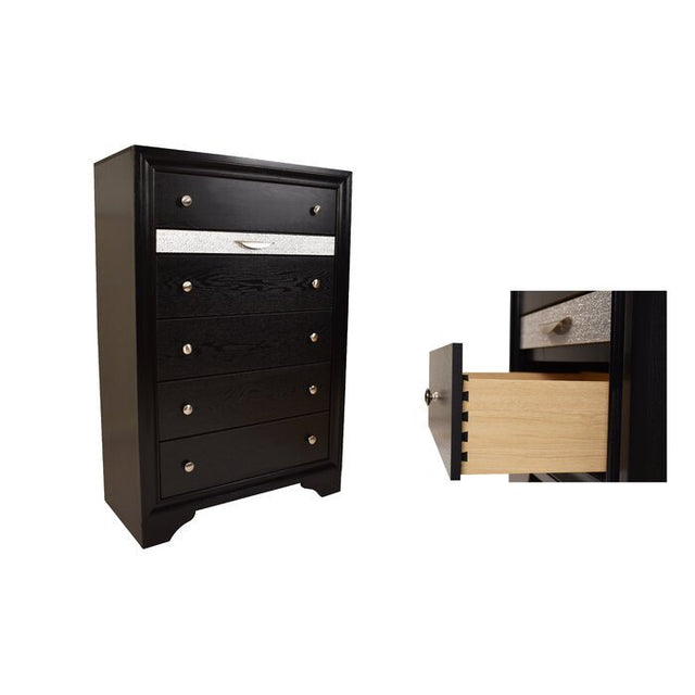Traditional Matrix 5 Drawer Chest in Black made with Wood