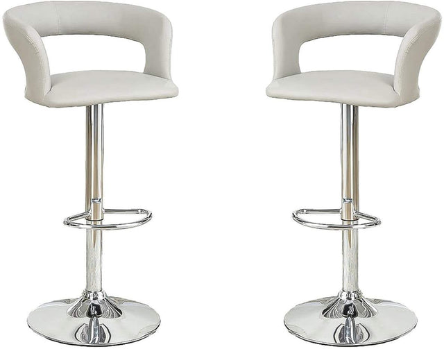 Bar Stool Counter Height Chairs Set of 2 Adjustable Height Kitchen Island Stools Grey PVC / Faux Leather