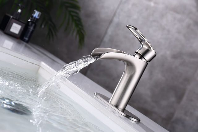 Bathroom Faucet Waterfall Bathroom Faucet Pop Up Drain Bathroom Sink Faucet,Faucet for Bathroom Sink,Single Handle Single Hole Bathroom Faucets