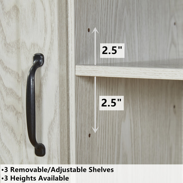 Buffet Sideboard/TV Stand / Storage Cabinet with 2 Sliding Barn Doors, Walnut+White Wash